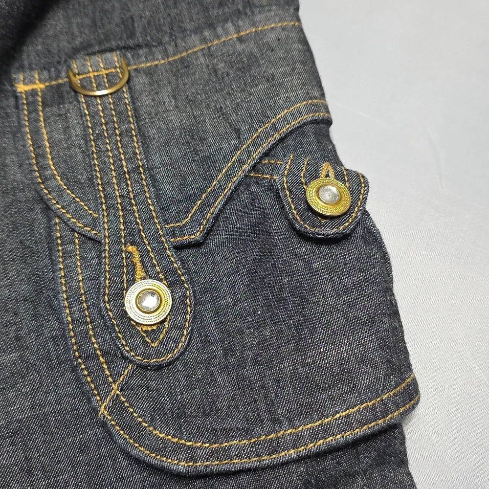 Baby Phat Dark Wash Denim Cargo Capris 44"×20" Been Altered Tagged As 24 - Picture 5 of 8